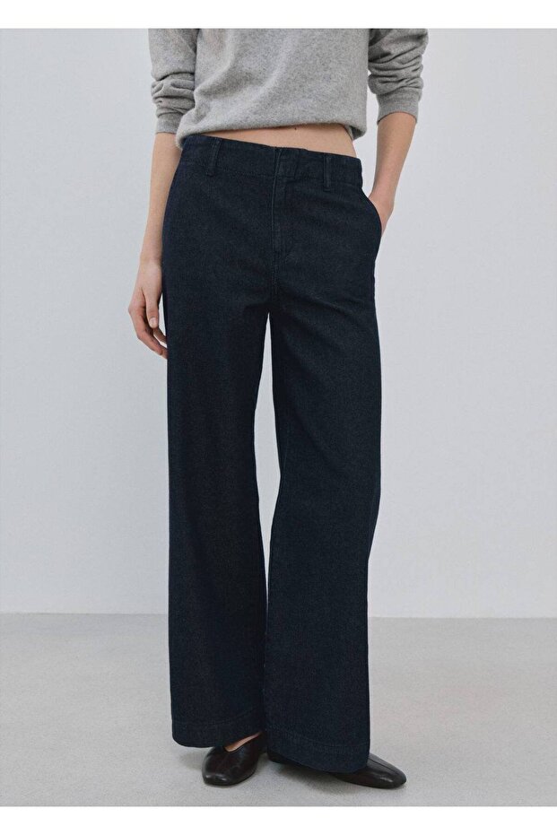 Wide leg denim pantolon - 1