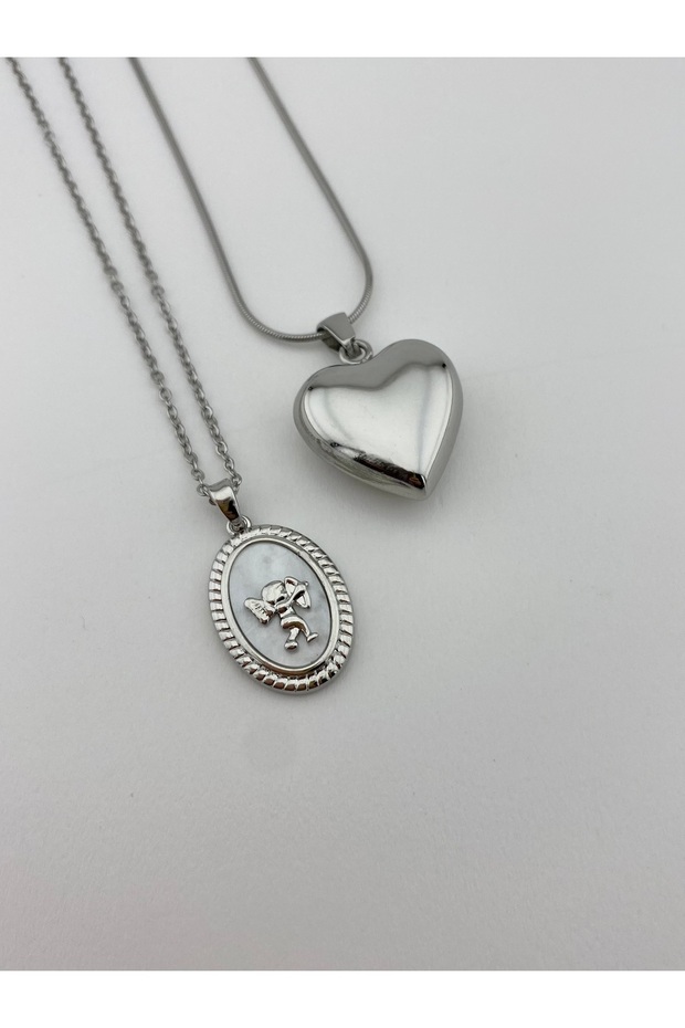 Çelik Sedefli Madalyon Kolye - 3