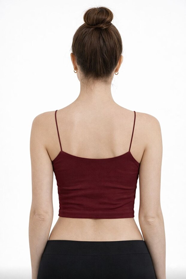 طقم من قطعتين: توب قصير أساسي بحمالات رفيعة (بويستر) - 4