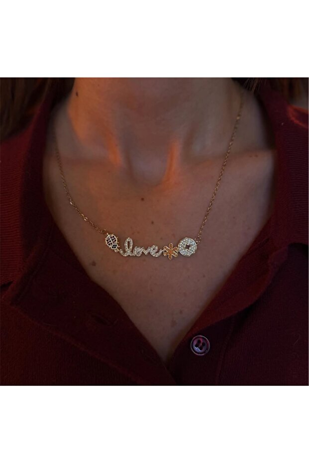 14k Çelik Love Kolye - 3
