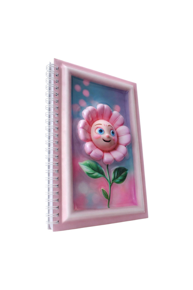 دفتر ملاحظات حلزوني ثلاثي الأبعاد على شكل زهرة مبتسمة - 1