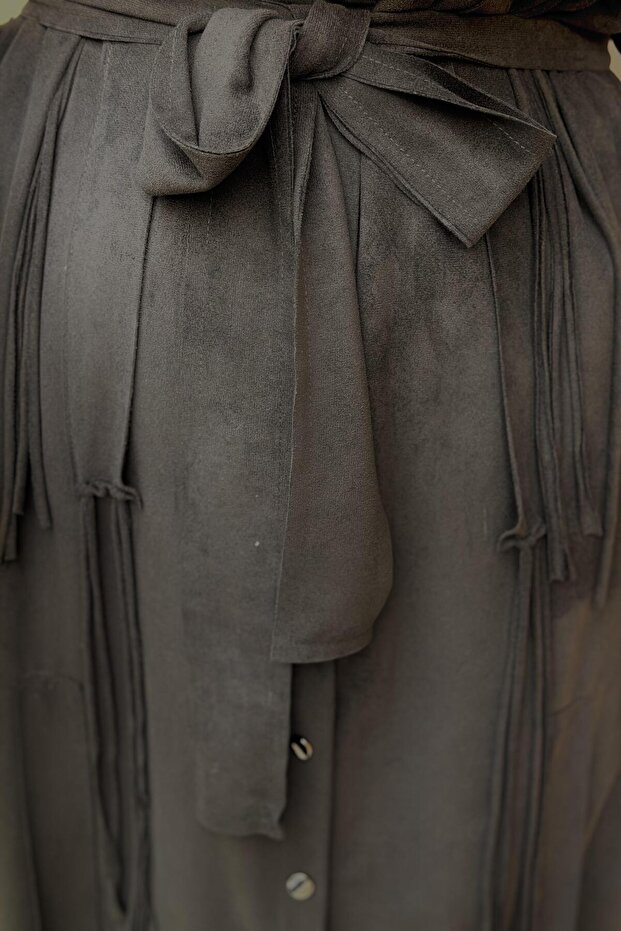 Süet Gömlek Elbise - 4