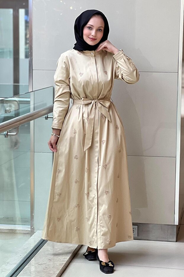 Fuat Gürşen Beaded Hidden Button Dress
