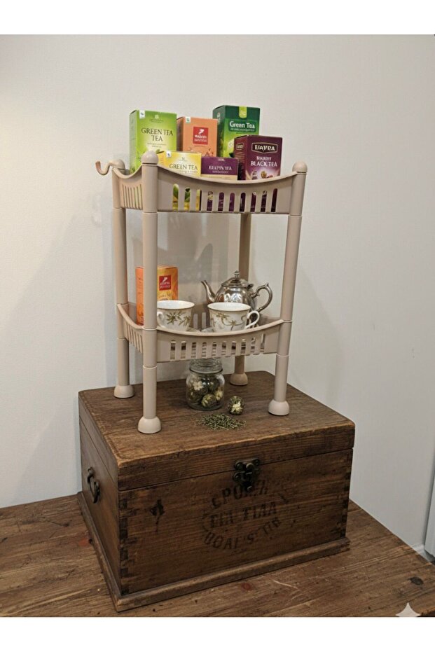 سلة خضروات من 3 رفوف بني/بيج - 2