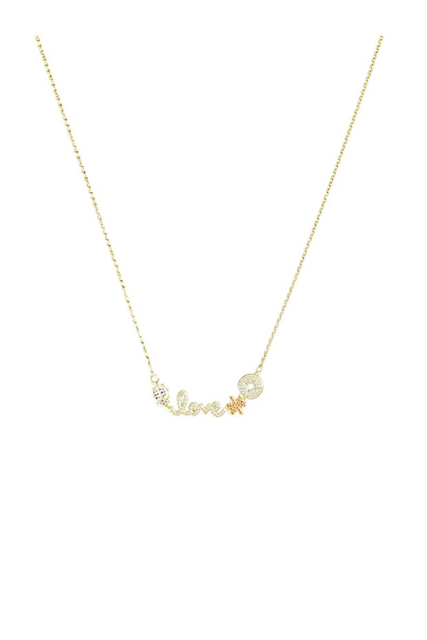 14k Çelik Love Kolye - 1