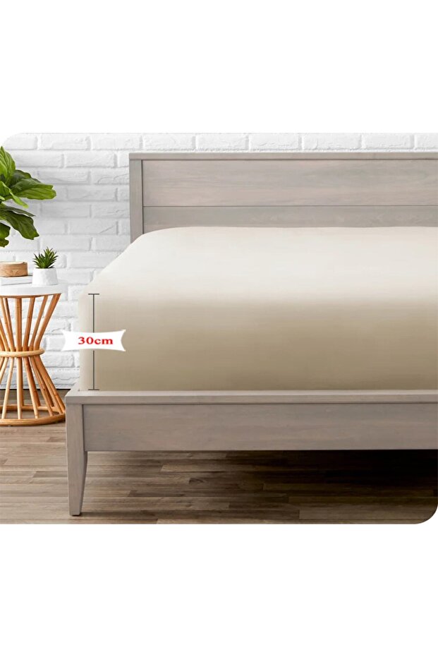 Meslina Home Combed Cotton Fitted Sheet 100% Cotton 100 X 2.00 Single Size Beige Cream