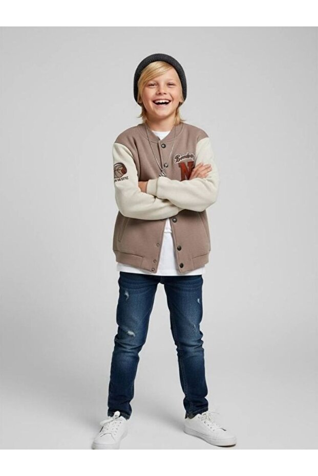 Boy's 3 Thread Raised Back Printed College Jacket - 2