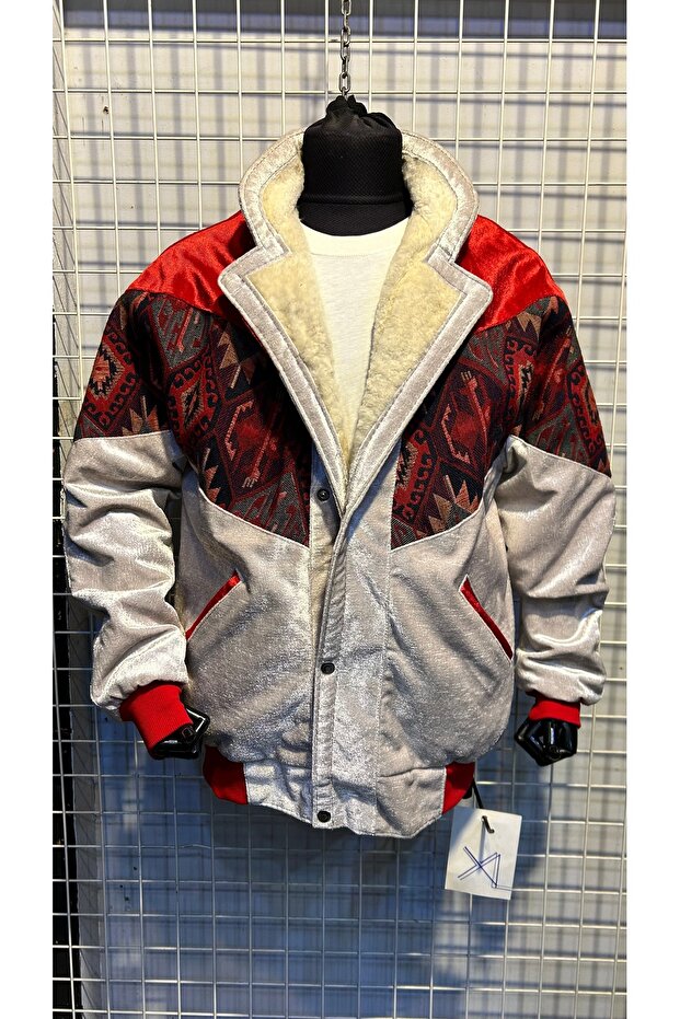 vintage kürklü oversize mont - 3