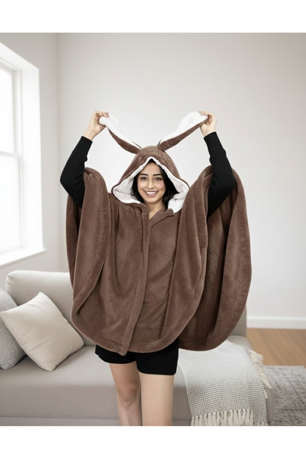 Women's Wellsoft Rabbit Eared Hooded Oversized Wearable Tv Blanket