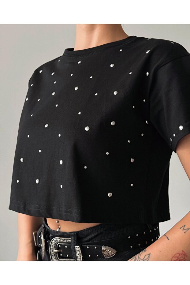 Baskılı Crop T-Shirt - 2