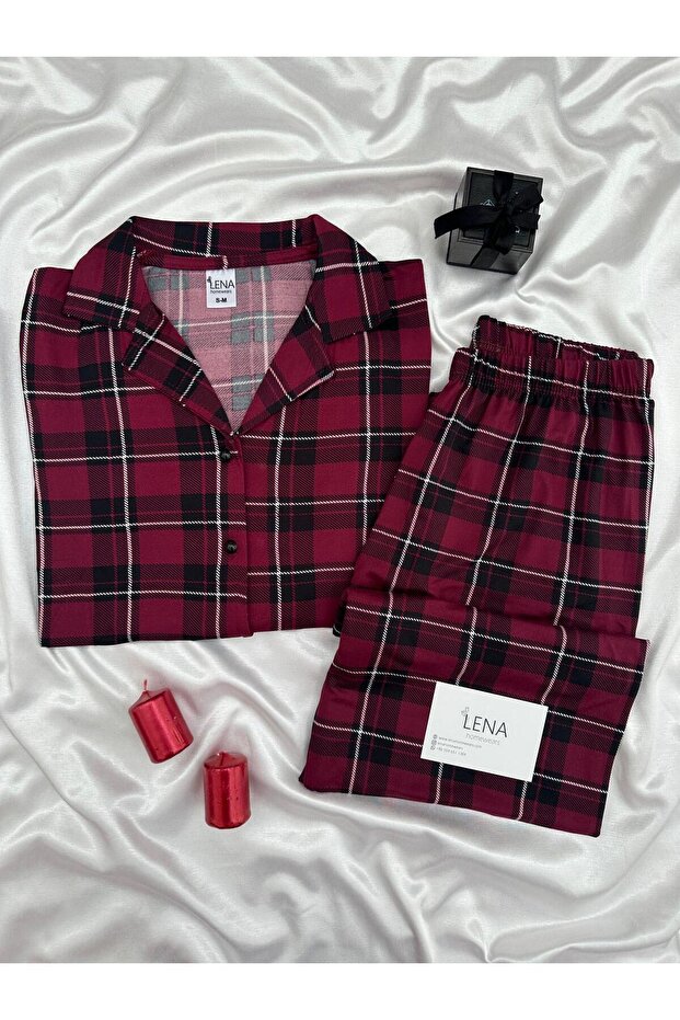 Black & Burgundy Plaid Milan Pajama Set