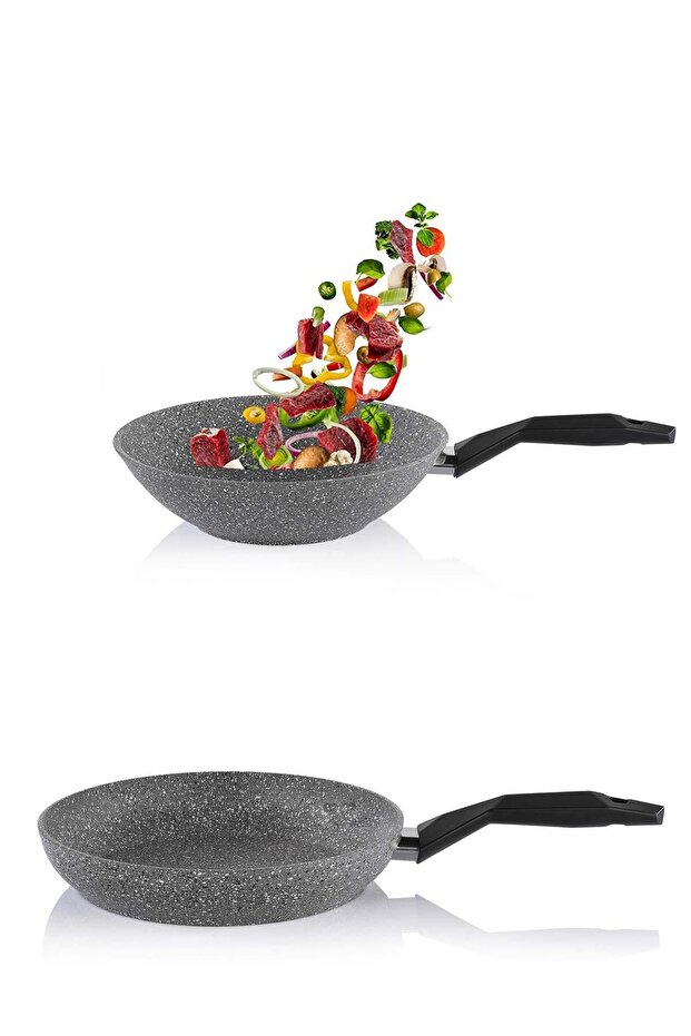 24 cm Granite Frying Pan and 28 cm Wok Pan