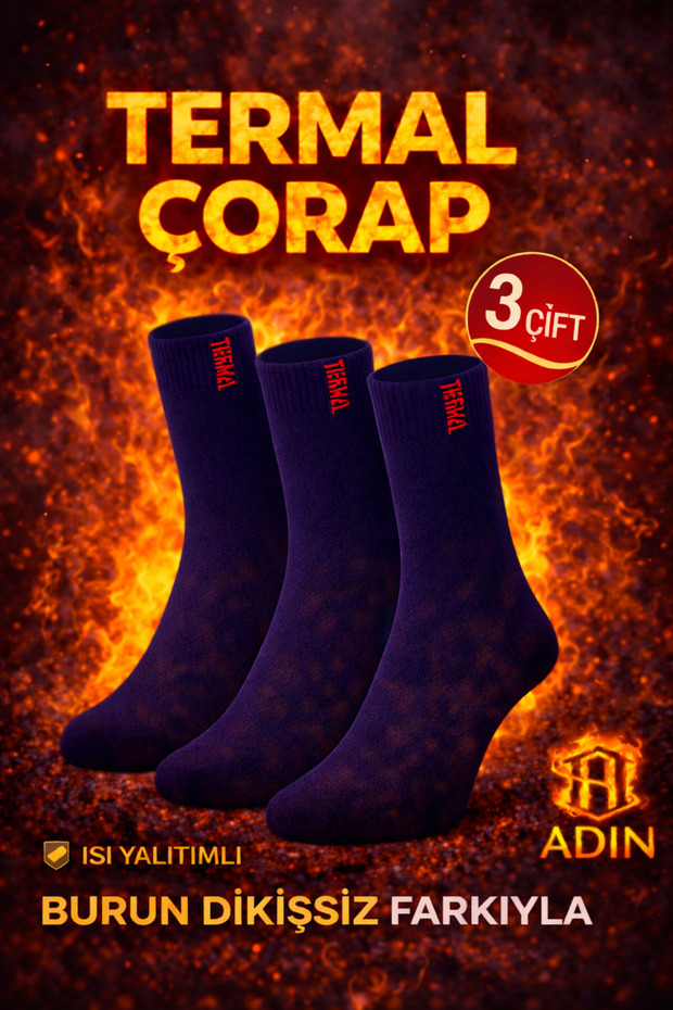 Thick Winter Socks Thermal Socks, Women and Men, Pack of 3, Black (Toe D Stitch-Free)