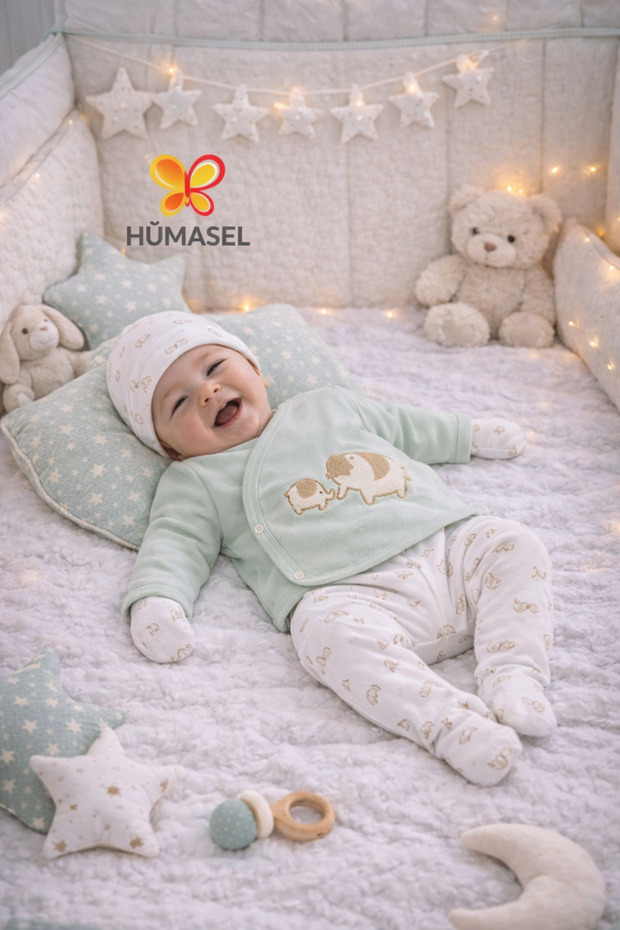 Newborn 5-Piece Strap Hospital Release Baby Boy Elephant Patterned Newborn Set