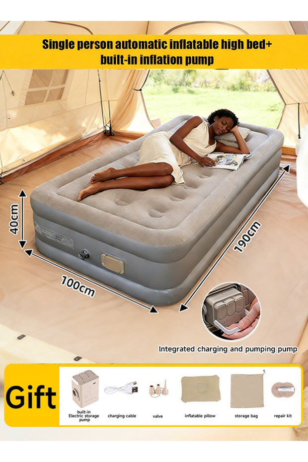 Inflatable bed automatic inflation mattress thickened and elevated - 5