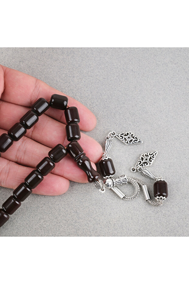 Katalin Stick Alpaca Tassel Capsule Cut 9X11Mm Prayer Beads - Dark Burgundy