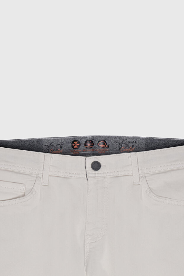 Erkek Ekru Diz İzi Yapmayan 360 Derece Her Yöne Esneyen Rahat Slim Fit Pantolon - 8
