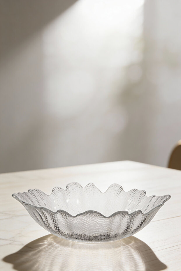 Glass Oval Bowl 40 cm - Decorative Bowl - Cobalt Clear - Alabaster