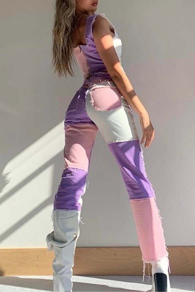 Patchwork Renki Jeans - 2