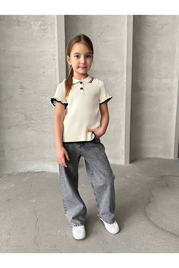 Girls' Bluz and Pants Bottom Top Set
