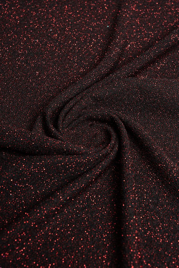 Fukuro Burgundy Backdrop and Burgundy Glitter Knitted Evening Dress Fabric