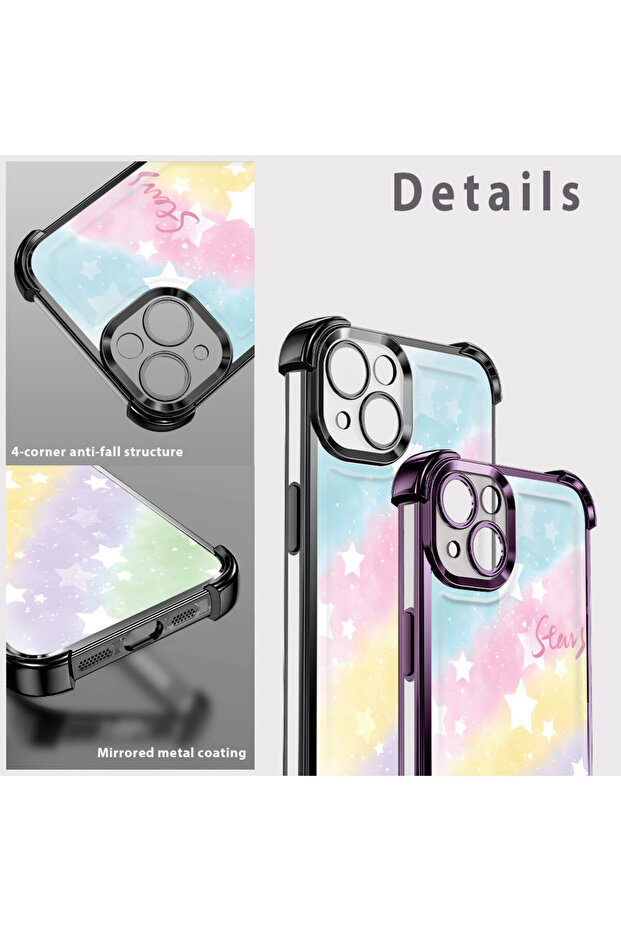 حافظة واقية من السيليكون الشفاف المتوافقة مع iPhone 15 بأنماط قوس قزح - 8