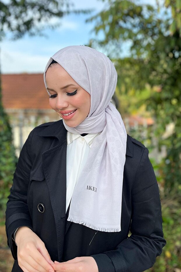 Σάλι Elegance Monogram - 1090100-973 - Ανοιχτό Γκρι - 2