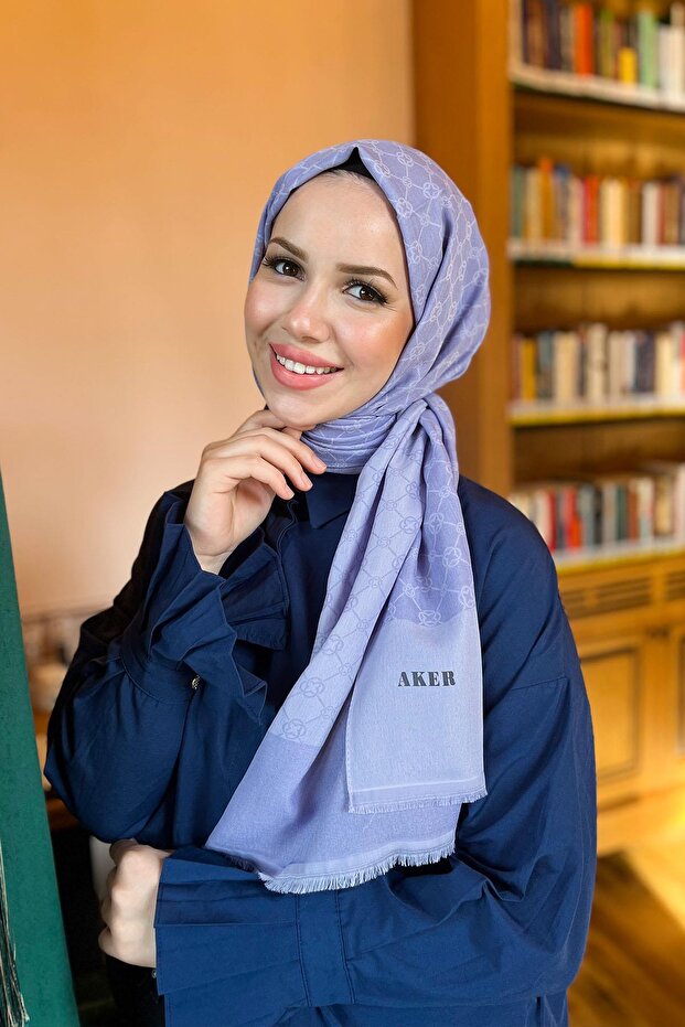 Elegance Monogram Şal - 1090100-992 - Mor - 1