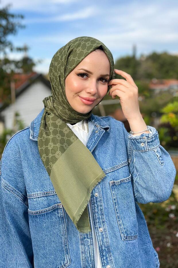 Elegance Monogram Şal - 1090100-952 - Yeşil - 2