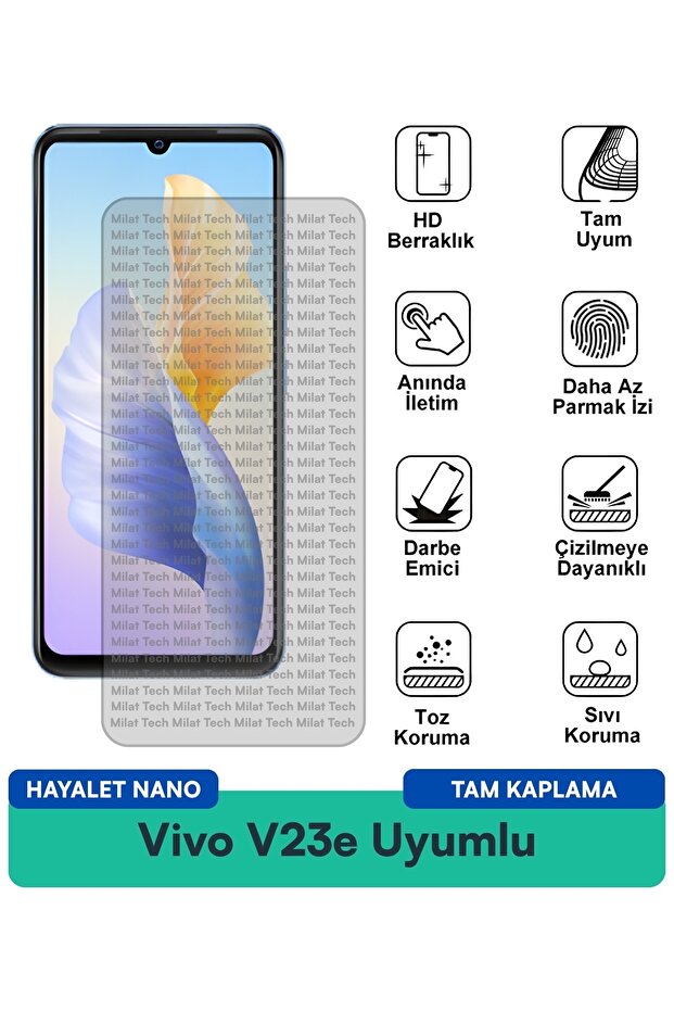 فيلم حماية الشاشة Vivo V23e Hayalet Nano هيكل مرن وخصوصية كاملة