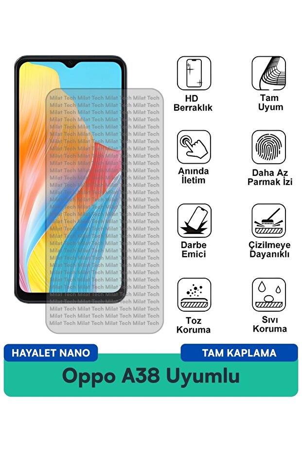 طبقة حماية شاشة Oppo A38 Hayalet Nano مرنة ورقيقة