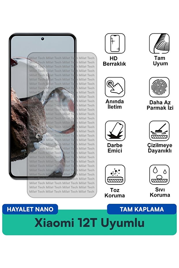 طبقة حماية شاشة Xiaomi 12T Hayalet Nano لا تترك بصمات الأصابع