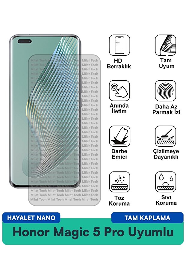 فيلم حماية الشاشة Honor Magic 5 Pro Hayalet Nano ذو حماية عالية وهيكل رفيع
