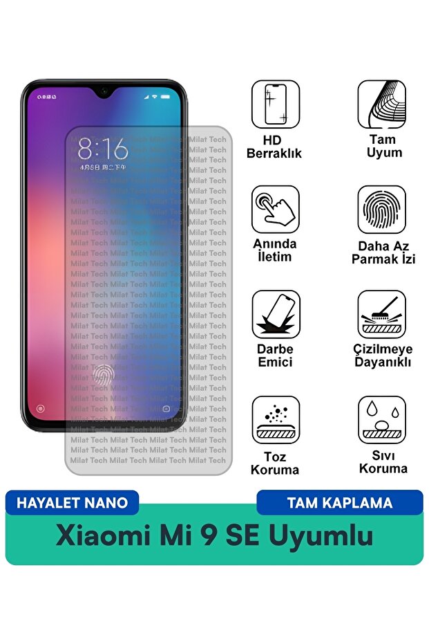 فيلم حماية الشاشة Xiaomi Mi 9 SE Hayalet Nano ذو ملمس حساس عند اللمس