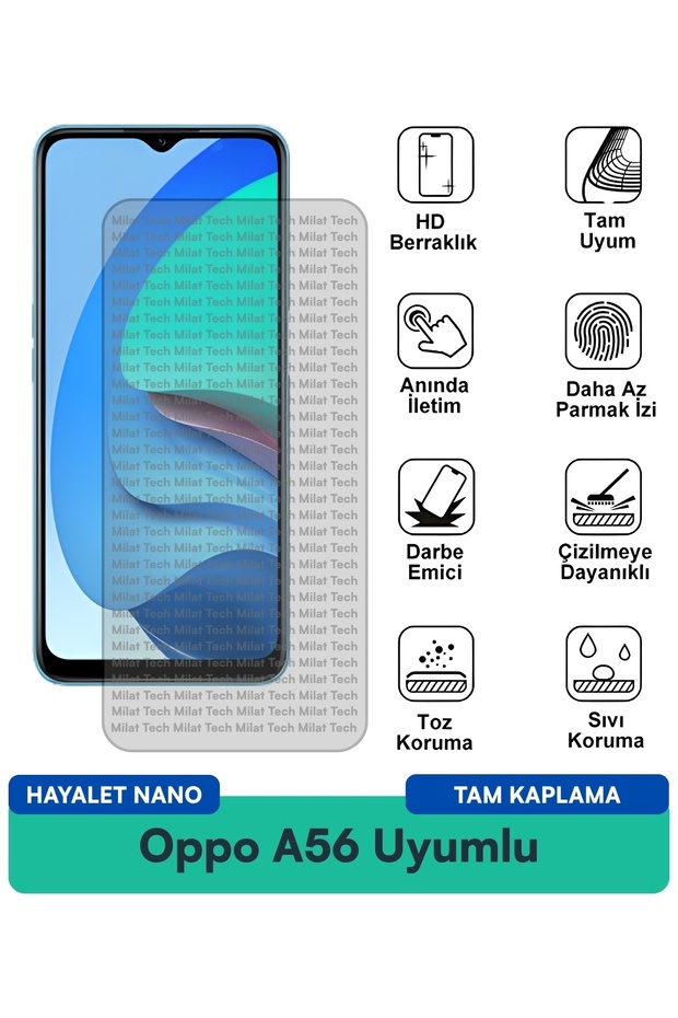 طبقة حماية شاشة Oppo A56 Hayalet Nano سهلة التركيب ومقاومة للصدمات