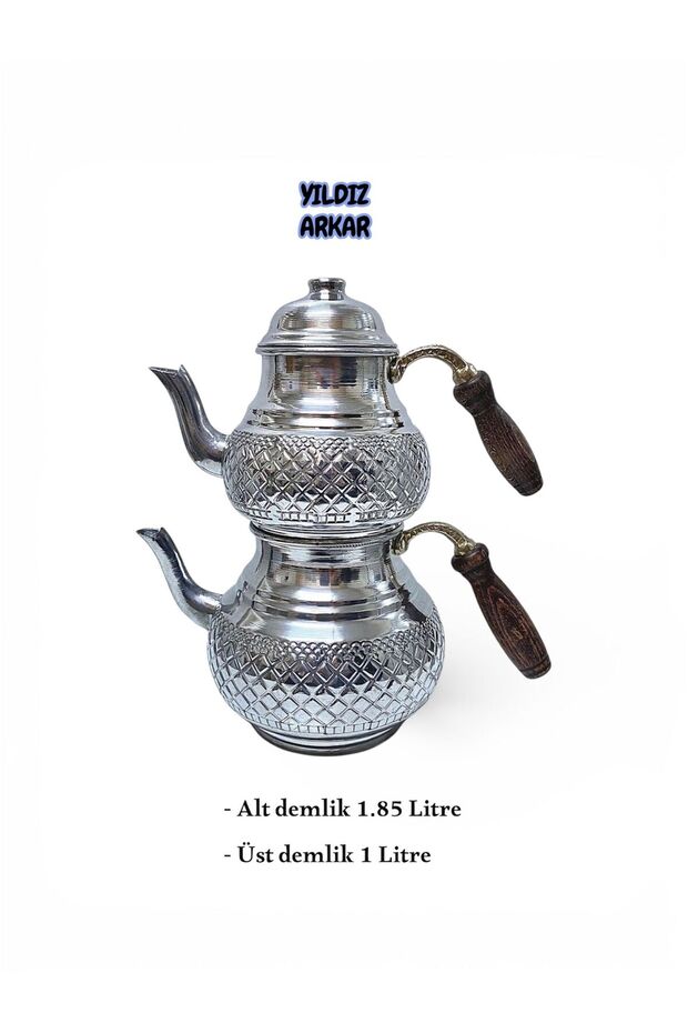 Aluminum Wooden Handle Motif Teapot for 4.5 Persons