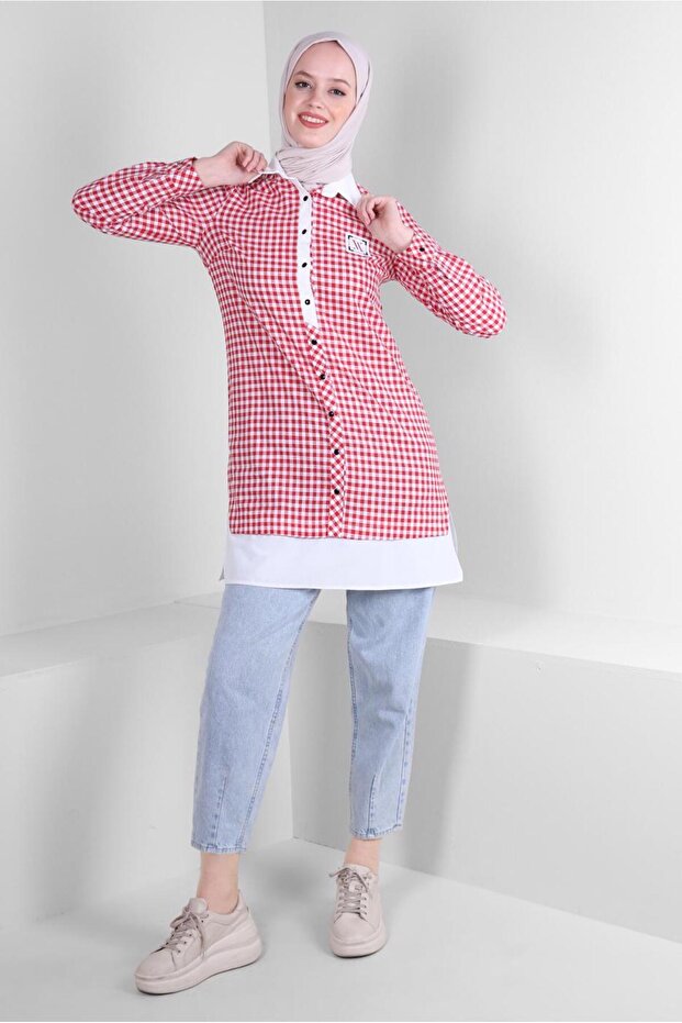 تونك منقوش بأزرار 43644 - 2