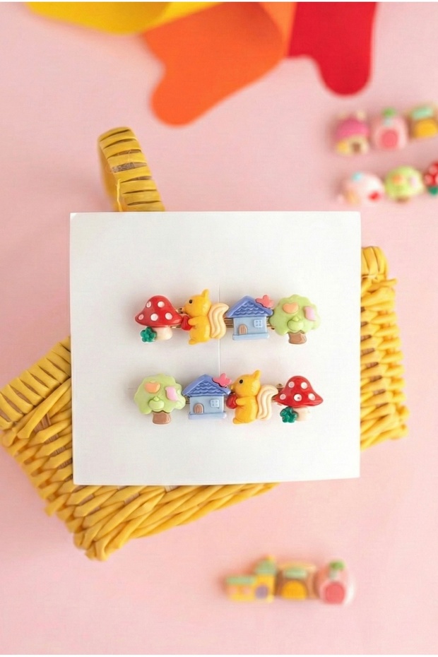 2'li Mantar ve Ev Figürlü Klips Seti - 1