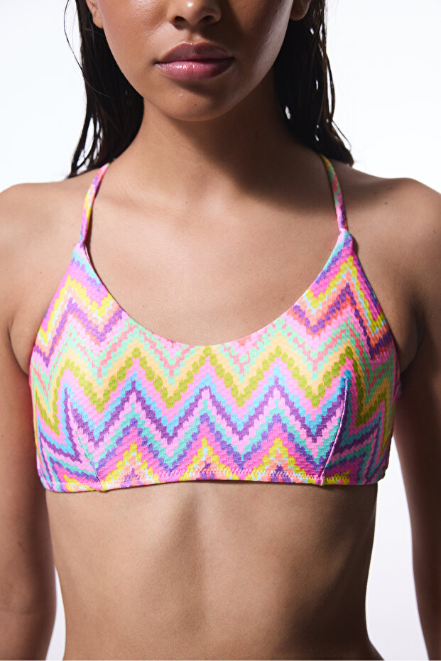 Zigzag Çok Renkli Bikini Üstü - 3