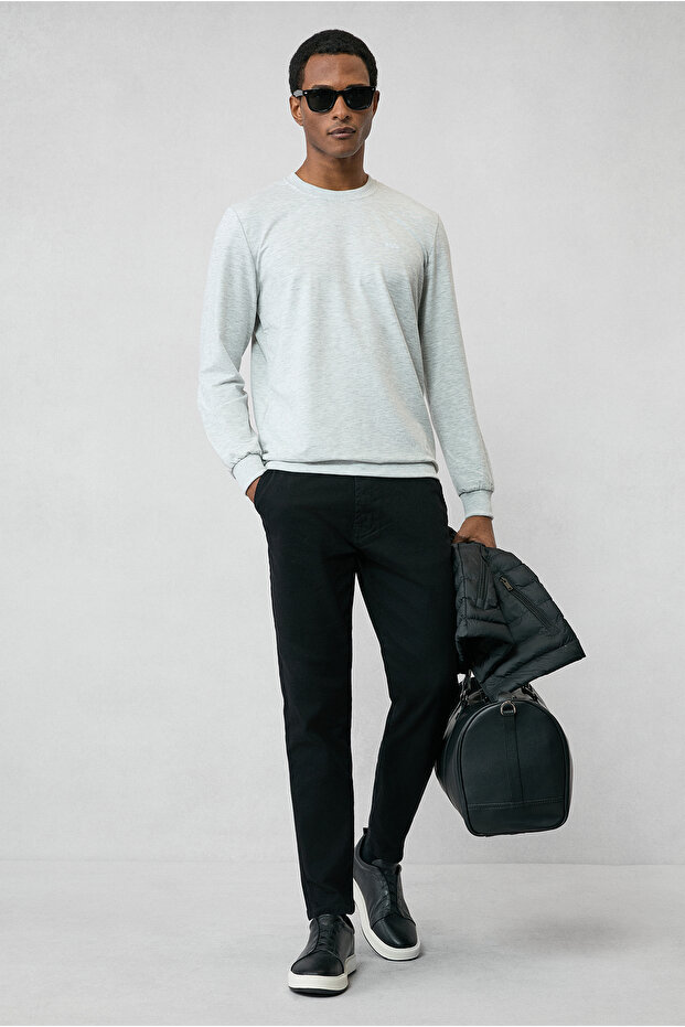 Bisiklet Yaka Regular Fit Nakışlı Basic Sweatshirt - 4