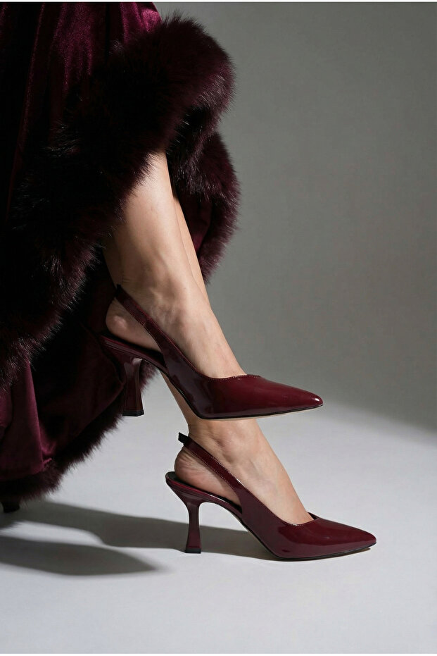 Beryls női bordó lapos elasztikus modern nyári sarkú cipő - 1