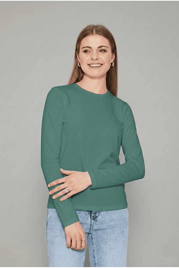 BİSİKLET YAKA UZUNKOL BASİC T-SHİRT - 4