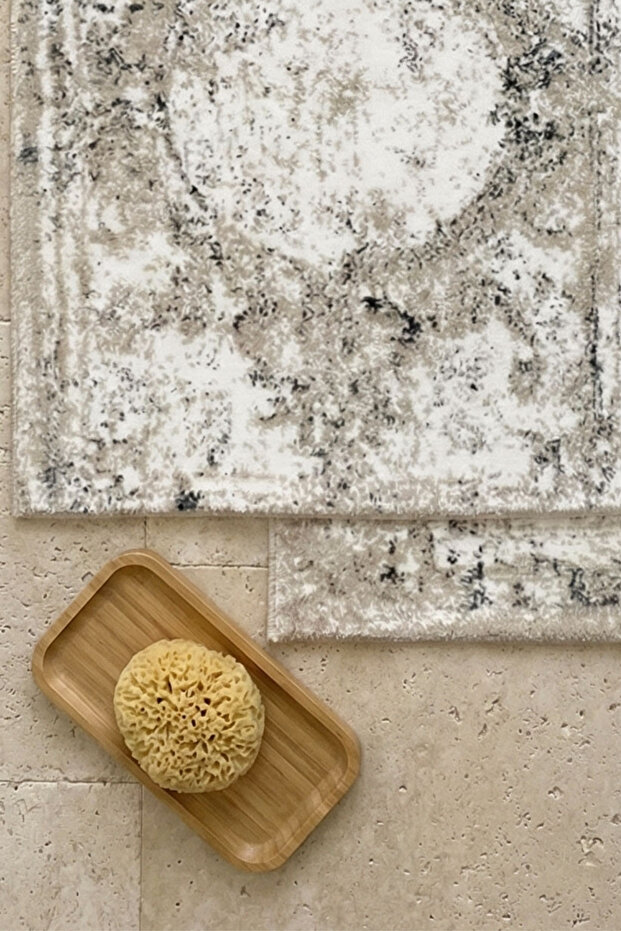 Anna İkili Banyo Paspas Seti / Bej-Mavi - 2