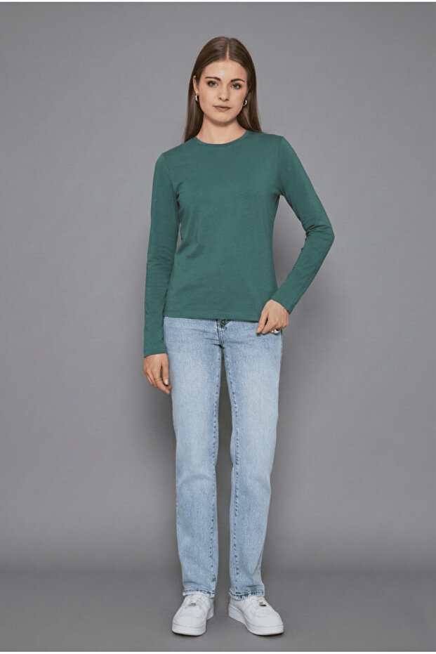 BİSİKLET YAKA UZUNKOL BASİC T-SHİRT - 2