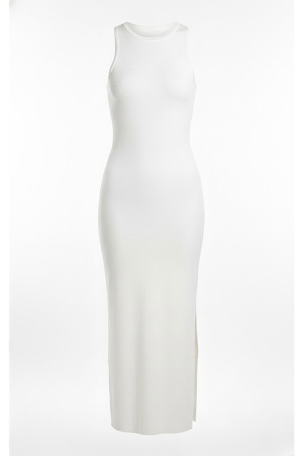 Triko Derin Yırtmaçlı Elbise - 1