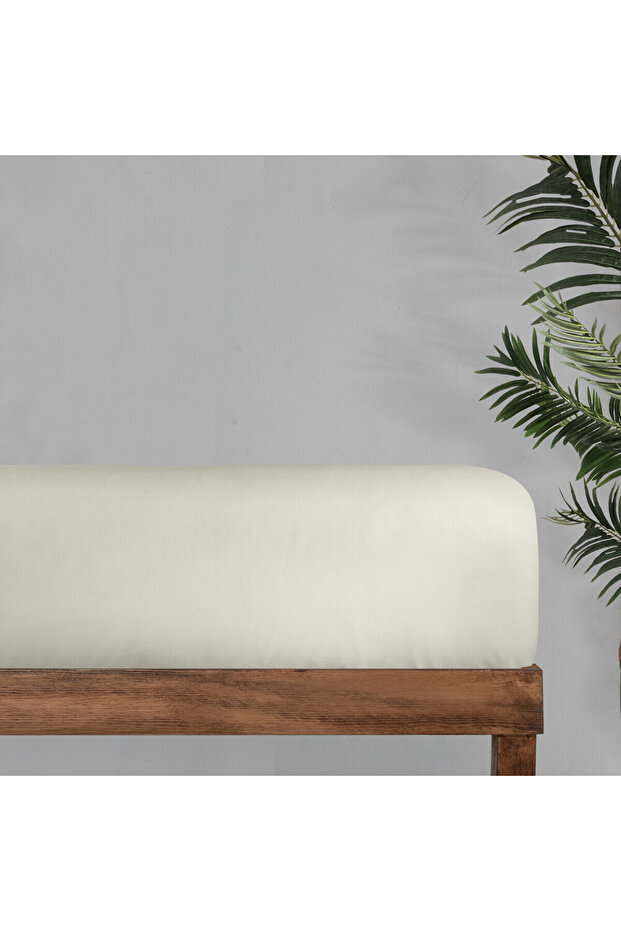 Monochrome Satin Double Ecru Single Bed Sheet