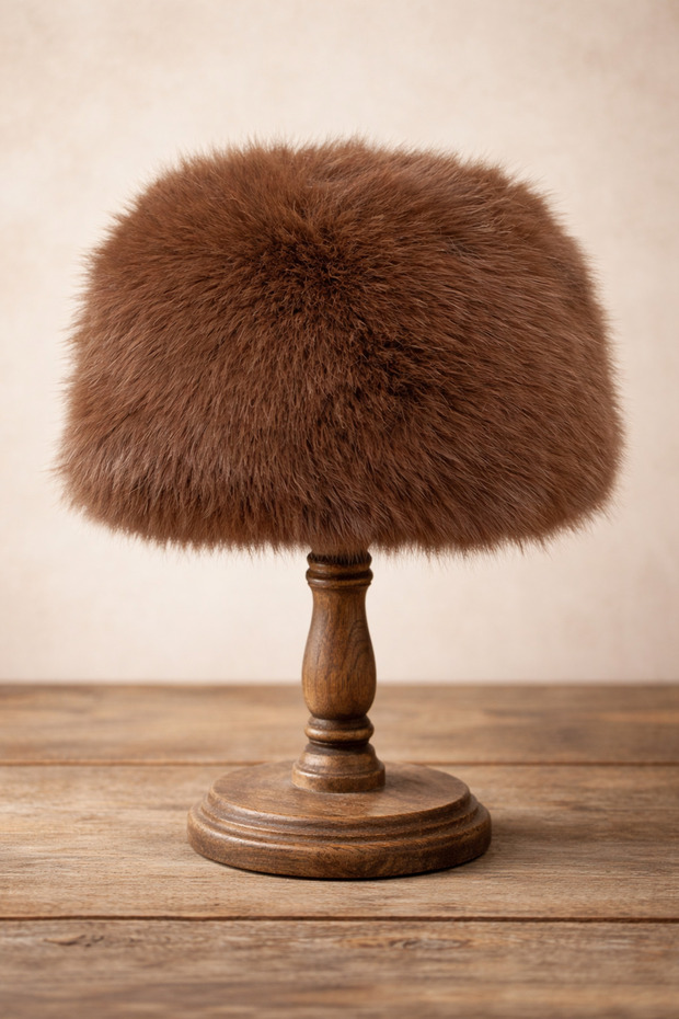 Women's Furry Premium Fur Kalpak Hat - Brown