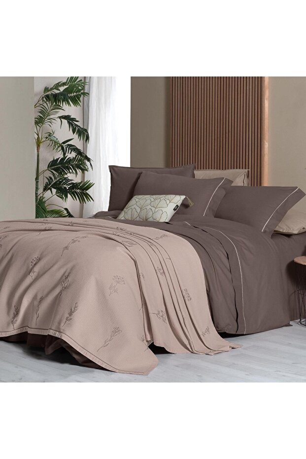 Eva Eldon Mocha Single 100% Cotton Duvet Cover and Pike Set