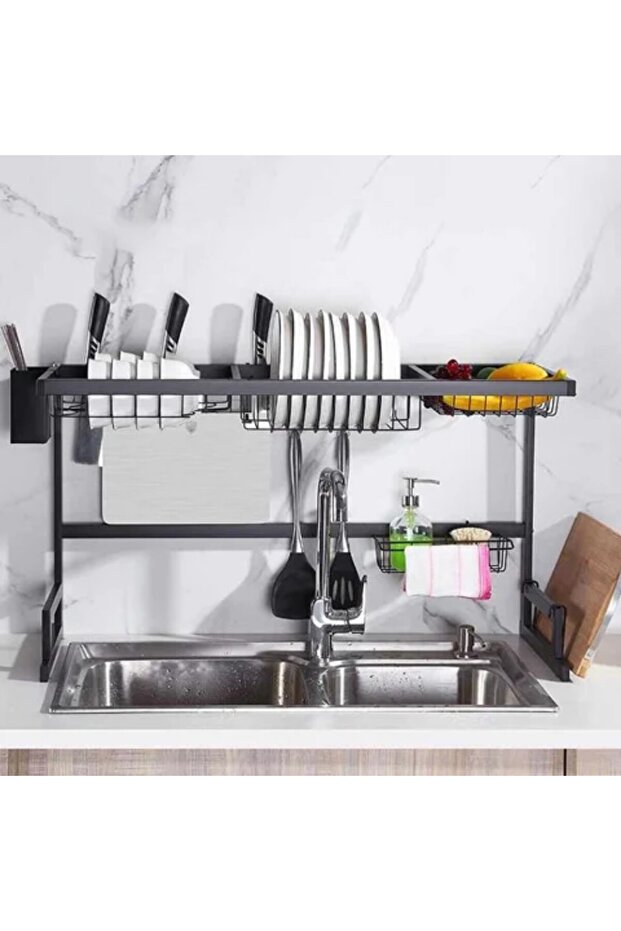 Over the Sink Dish Drying Drain Rack, Black