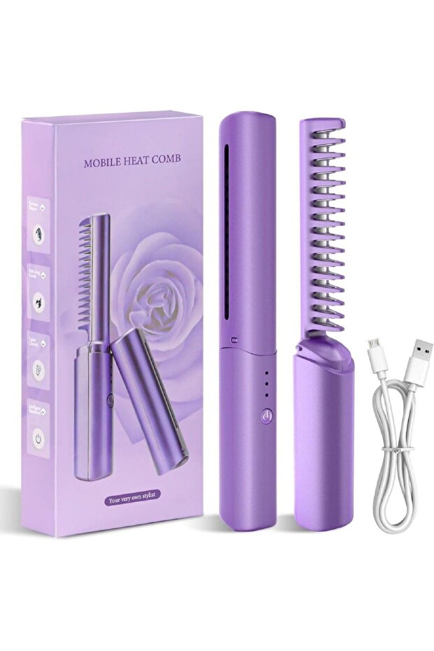 Cordless Hair Straightening/Curling Comb | Travel Friendly Rechargeable Hair Care